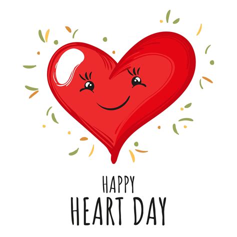 feliz día mundial del corazón caricatura alegre corazón sonriendo