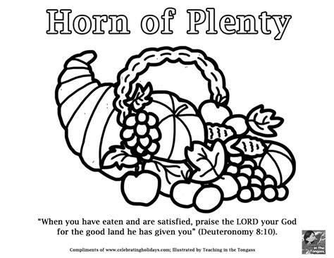 Horn Of Plenty Coloring Page For Thanksgiving Celebrating Holidays