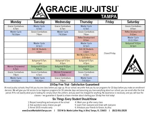 Class Schedule Gracie Martial Arts Tampa