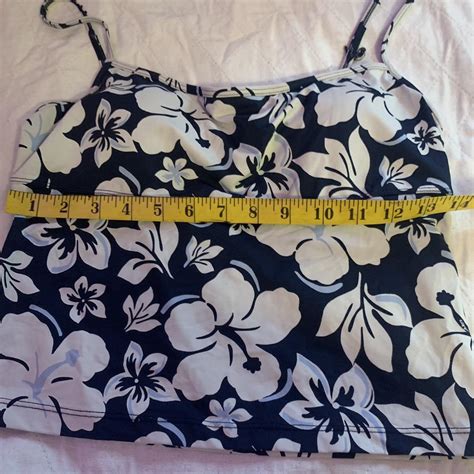Tommy Hilfiger Women S Navy And White Bikini And Tankini Tops Depop
