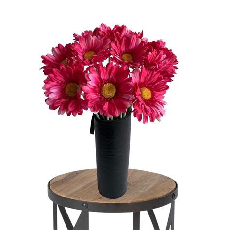 Flor Artificial Galho De G Rbera Pink Realista Decora Flores