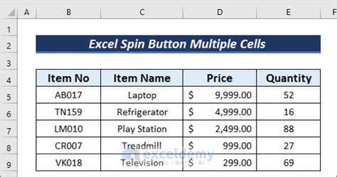 How To Control Multiple Cells With Spin Button In Excel