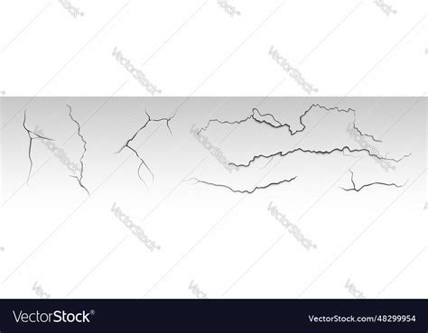 Set of realistic cracks on dry paint surface Vector Image