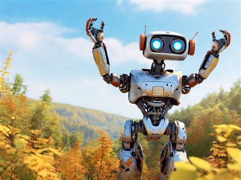 rusty robot raising hands  stock photo public domain pictures