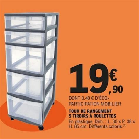 Promo Tour De Rangement Tiroirs Roulettes Chez E Leclerc