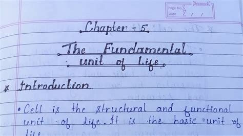 The Fundamental Unit Of Life Chapter 5 Class 9 NCERT Book Science Notes