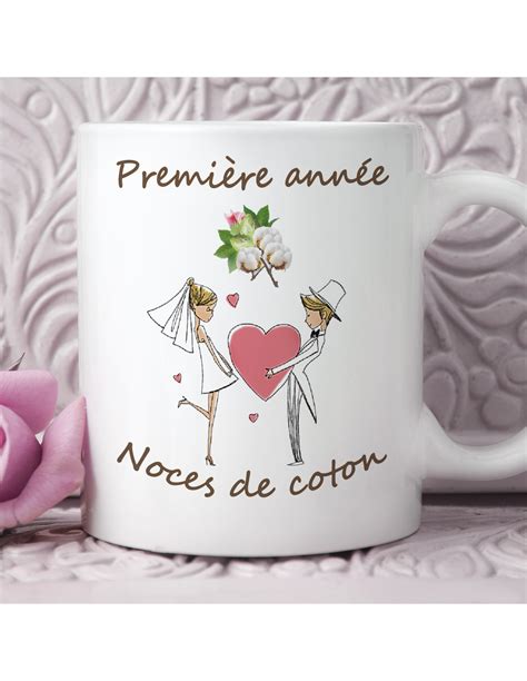 Tasse Mug Cadeau Anniversaire An De Mariage Noce De Coton Original