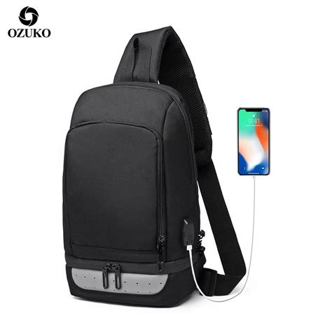 Ozuko Multifunction Crossbody Bags For Men Usb Charging Pack Water