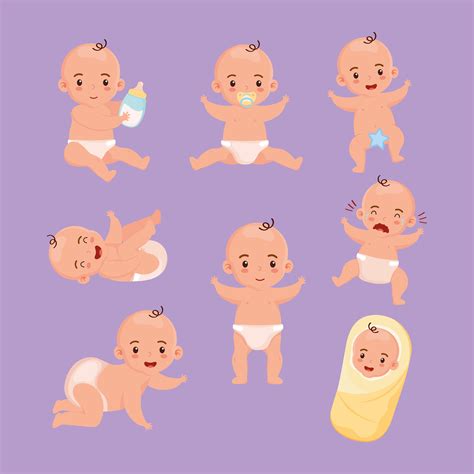 eight little babies characters 5331788 Vector Art at Vecteezy