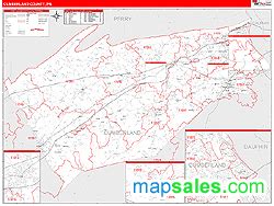 Cumberland County, PA Zip Code Wall Map Red Line Style by MarketMAPS