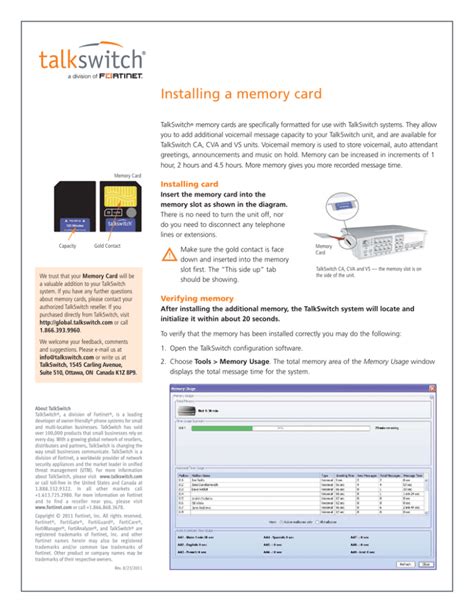 Installing a memory card