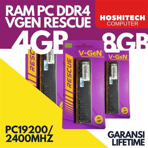 Jual VGeN RAM PC DDR4 4GB 8GB PC19200 2400Mhz LongDimm V GEN RESCUE