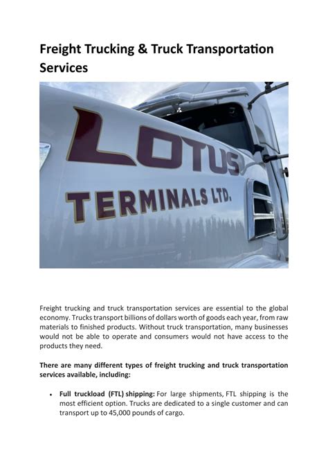 Ppt Freight Trucking Truck Transportation Services Powerpoint