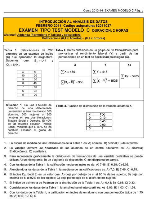 Examen Febrero 2014 preguntas Curso 2013 14 EXAMEN MODELO C Pág 1