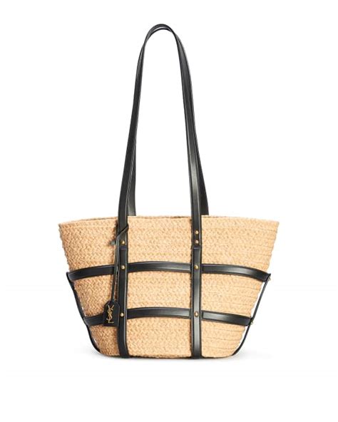 Saint Laurent Ysl Small Basket Raffia Tote Bag Neiman Marcus