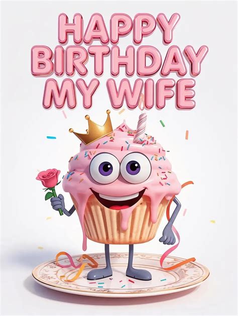 happy birthday  wife cupcake card  gift monster