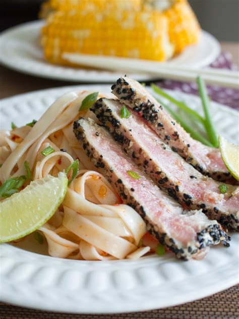 Sesame Ahi Tuna With Chili Lime Noodles Healthy World Cuisine