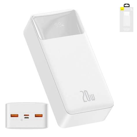 Power Bank Baseus Bipow Digital 30000 MAh 20 W Blanco Quick Charge