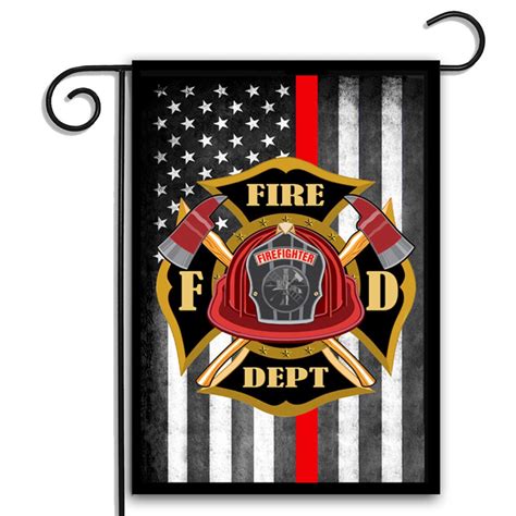 Thin Red Line Maltese Cross American Firefighter Yard Garden Etsy