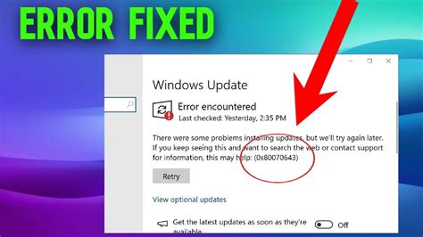 Fix Windows Update Error 0x80070643 In Windows 10 11 Fix Windows All Update Errors Youtube