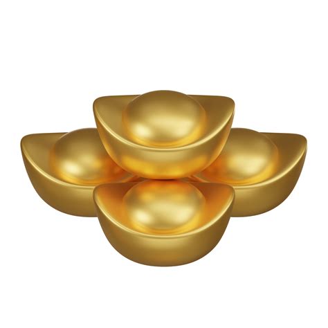 Stacked Chinese Gold Ingots 3D Icon 41644150 PNG