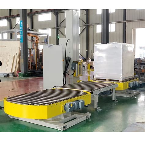 Conveyorized Fully Automatic Turntable Pallet Wrapper Stretch Wrapping