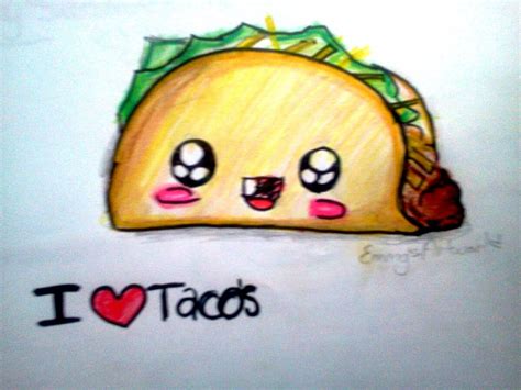 How To Draw Kawaii Food Taco Youtube Taco Drawing Cute Kawaii