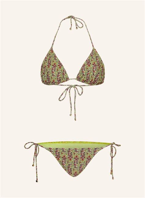 Etro Triangel Bikini In Hellgr N Dunkelrot Hellorange