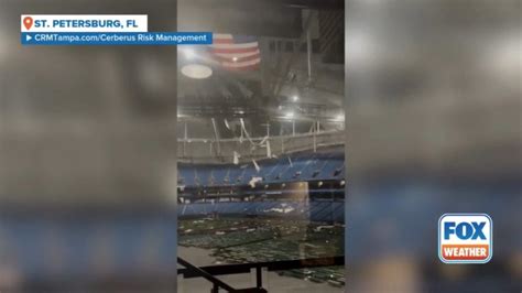 See Inside Tampa Bay Rays Tropicana Field After Hurricane Milton Shreds Roof Fox Weather