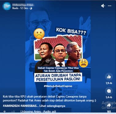 Hoaks KPU Ubah Aturan Debat Capres Cawapres Jadi Tanpa Penonton