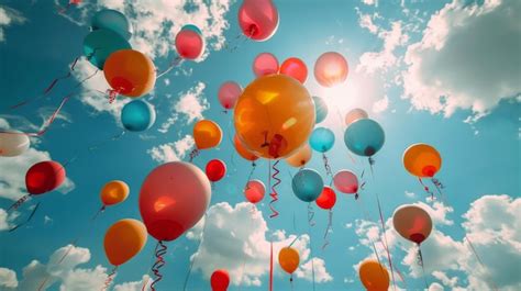 Premium Photo Colorful Balloons Floating In The Air