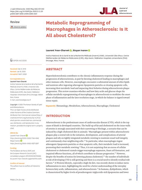 Metabolic Reprogramming Of Macrophages In Atherosclerosis Is It All