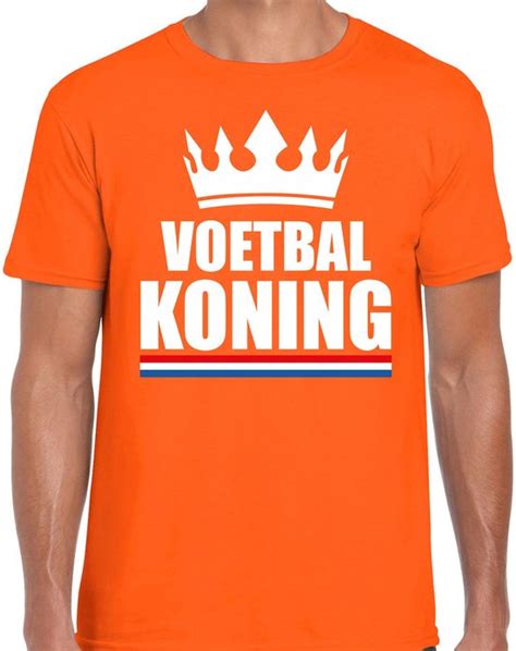 Oranje Voetbal Koning Shirt Met Kroon Heren Sport Hobby Kleding S