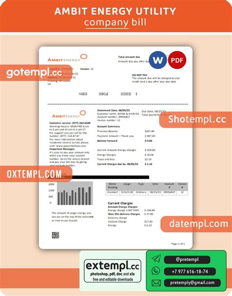 Example Ambit Energy Business Utility Bill Word And Pdf Template