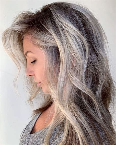 60 Ideas Of Gray And Silver Highlights On Brown Hair Grey Brown Hair Brown Hair With