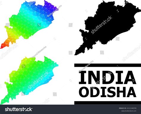 Vector Lowpoly Spectral Colored Map Odisha Stock Vector Royalty Free