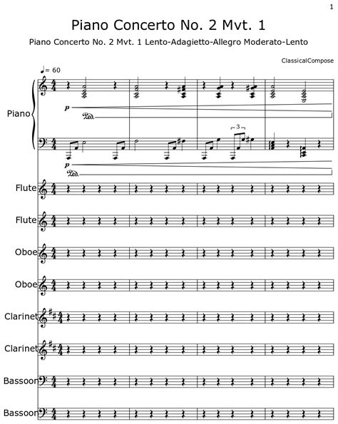 Piano Concerto No 2 Mvt 1 Sheet Music For Piano Flute Oboe