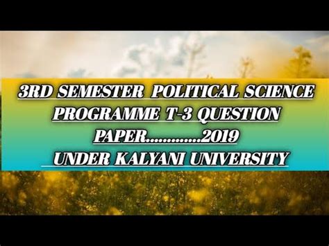 Rd Semester Political Science Programme T Question Paper