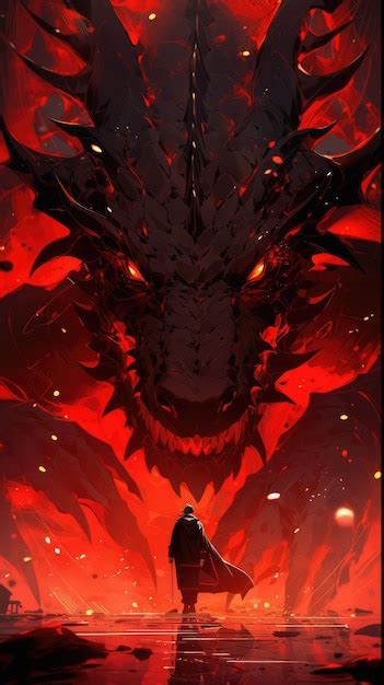 Premium AI Image | an anime and dragon in red