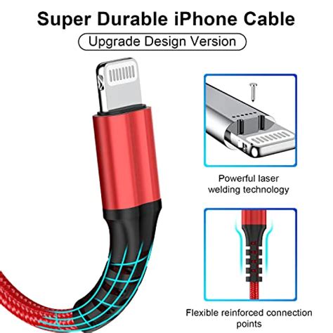 IPhone Charger Cable 3 Pack 6Ft Apple MFi Certified Lightning