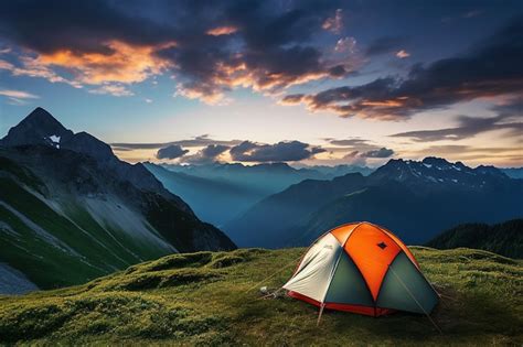 Premium Photo Adventure Peaks Travel Concept With Tent In The