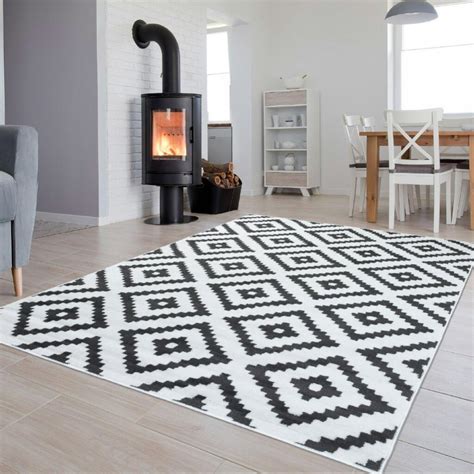 Tapiso Luxury Tapis de Salon Chambre Moderne Blanc Gris Géométrique 250