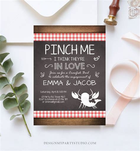 Editable Crawfish Boil Invitation Engagement Party Invitation Couples