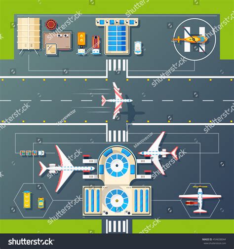 Aerial Top View Airport Runways Landings Stock Vector (Royalty Free ...