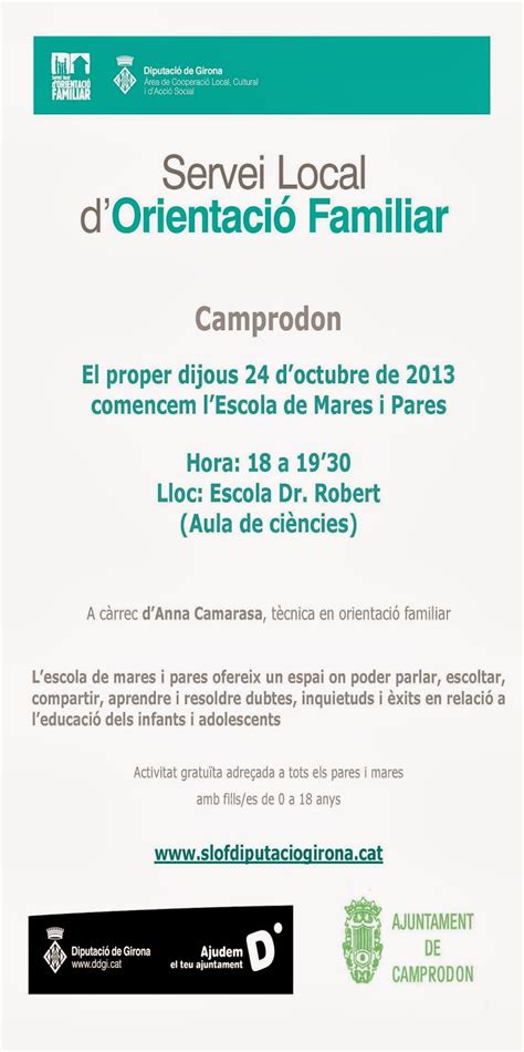 Not Cies El D Octubre Engega L Escola De Pares I Mares De Camprodon