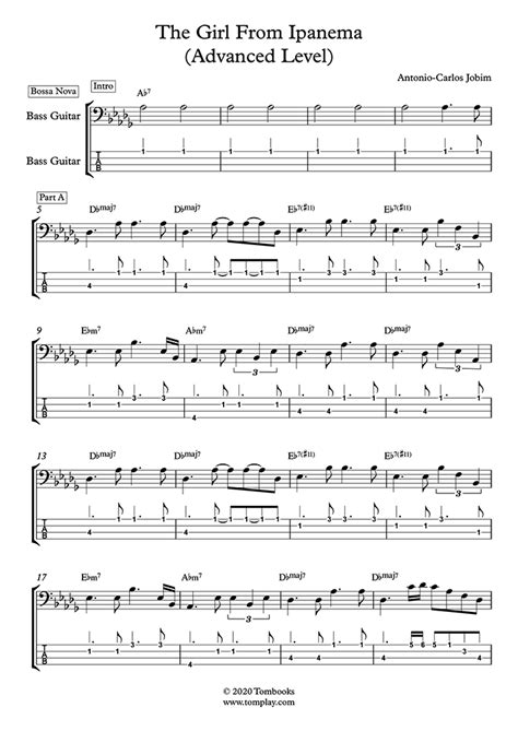 The Girl From Ipanema (Advanced Level) (Jobim) - Bass Tabs