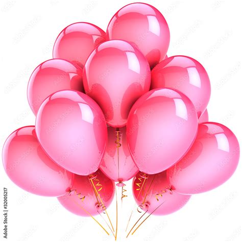 Pink balloons party decoration. Romantic holiday concept Stock ...