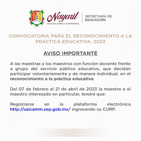 Aviso Importante Secretaría de Educación