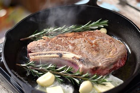 Pan Seared Ribeye Steak Cooking With Curls