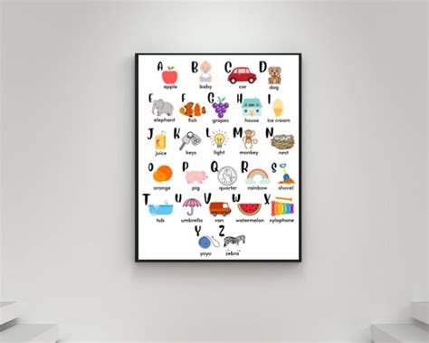 Printable Alphabet Learning Chart A to Z Poster Alphabet - Etsy